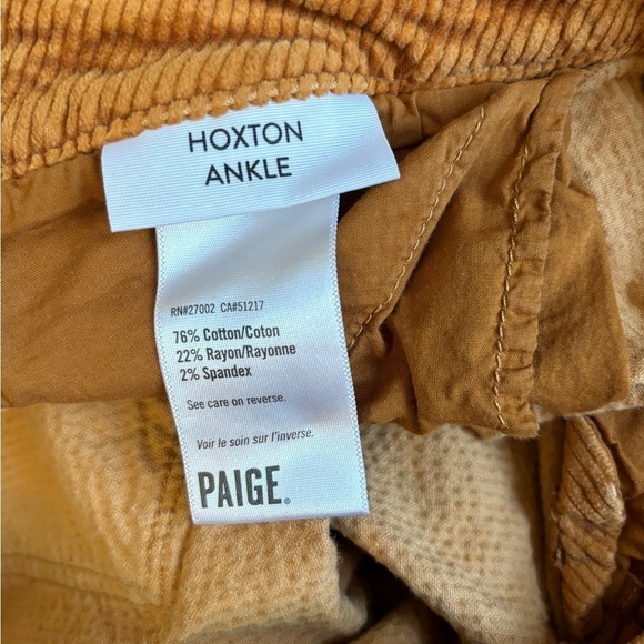 Paige Jeans Corduroy Hoxton Ankle Pants Marigold Women's Size 30 - Picture 9 of 15